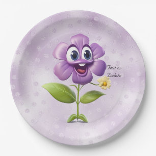 Purple Flower Paper Plate