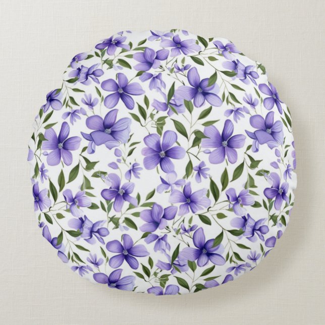 Purple Flower Passion Round Cushion (Front)