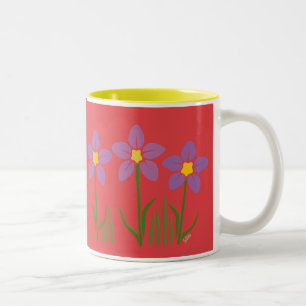 Purple Flower Patch Two-Tone Coffee Mug