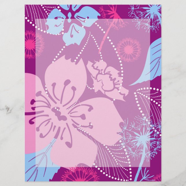 Purple Flower Pattern 8.5" x 11"Letterhead (Front)