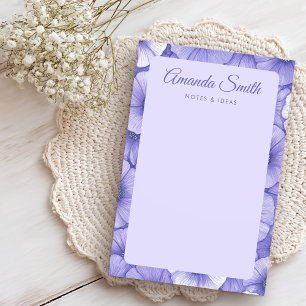 Purple flower pattern border elegant script name post-it notes