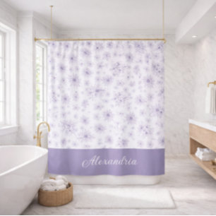 Purple Flower Pattern Custom Name  Shower Curtain