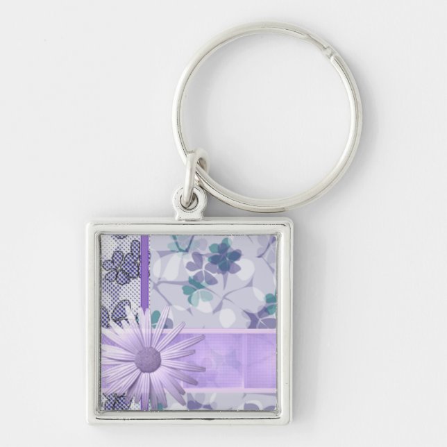 Purple flower pattern key ring (Front)