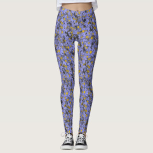 Purple Flower Pattern Modern Stylish Active Leggings