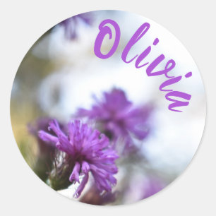 Purple Flower Personalised Garden Photography Classic Round Sticker