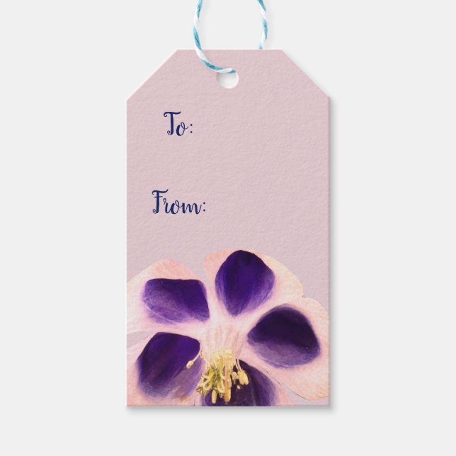 Purple flower Photo  Custom Gift Tags (Front)