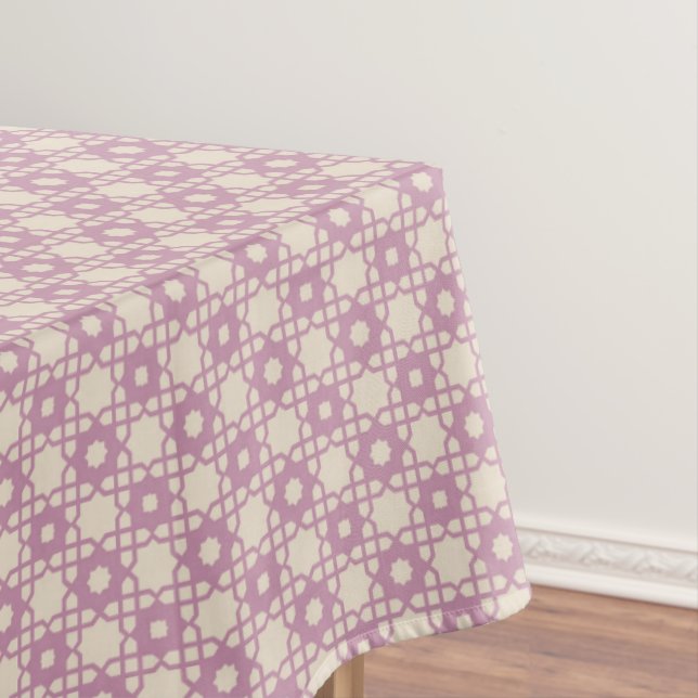 Purple Flower Plaid Pattern Tablecloth (In Situ)