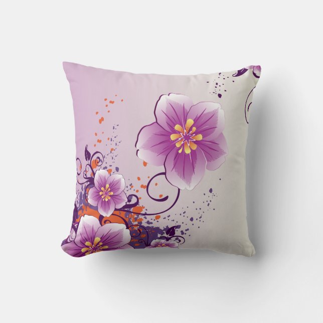 Purple Flower Prairie Rose Cushion (Front)