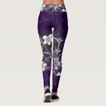 Purple flower print leggings Waveline design