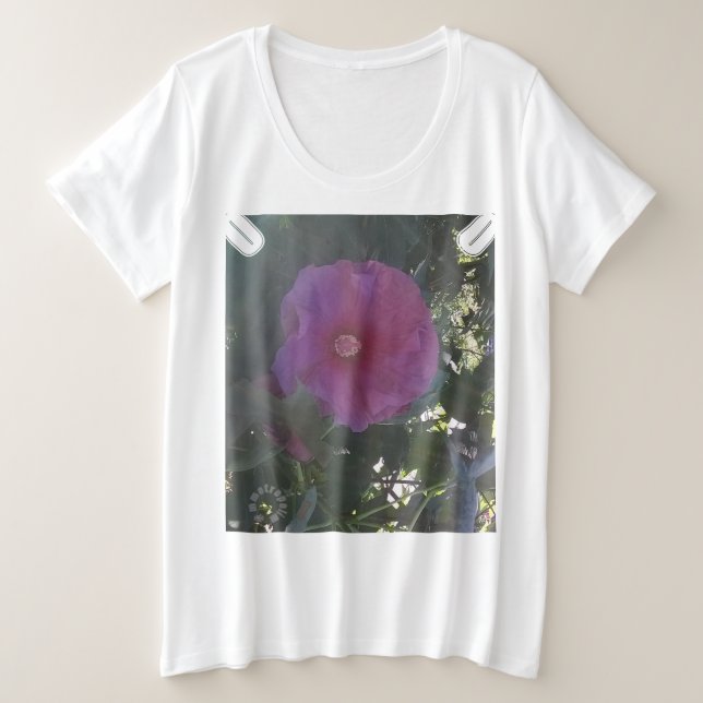 PURPLE Flower Print/ ZAZZLE Plus Size T-Shirt (Design Front)