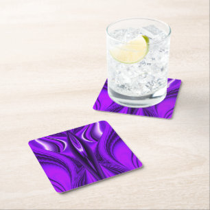 Purple Flower Rainbow Dreams, Angel Wings Square Paper Coaster