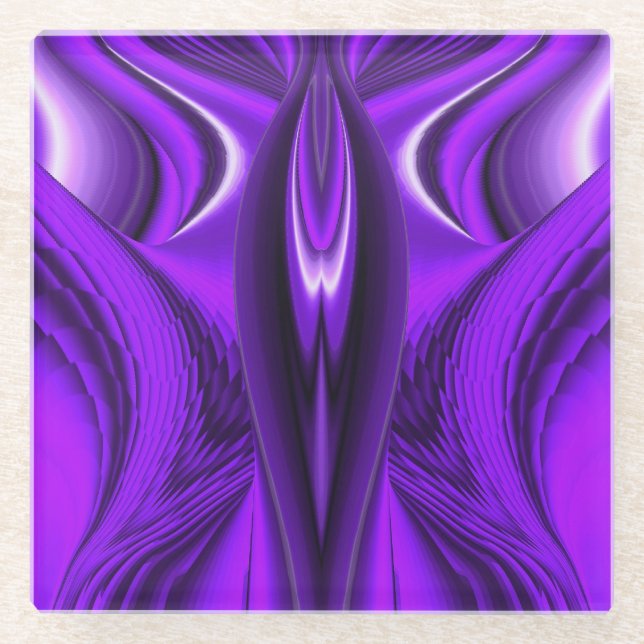 Purple Flower Rainbow Dreams Glass Coaster (Front)