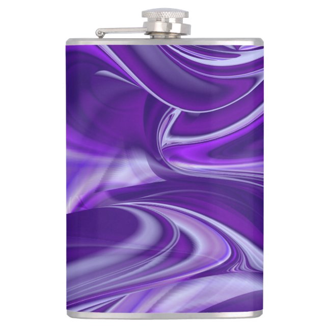 Purple Flower Rainbow Dreams Hip Flask (Front)