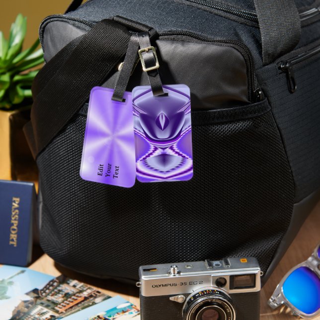 Purple Flower Rainbow Dreams Luggage Tag (Front & Back)