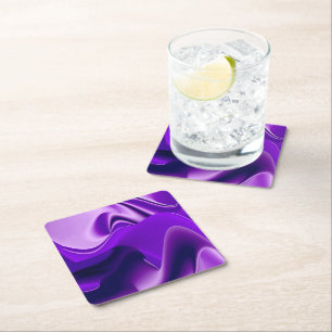 Purple Flower Rainbow Dreams Square Paper Coaster