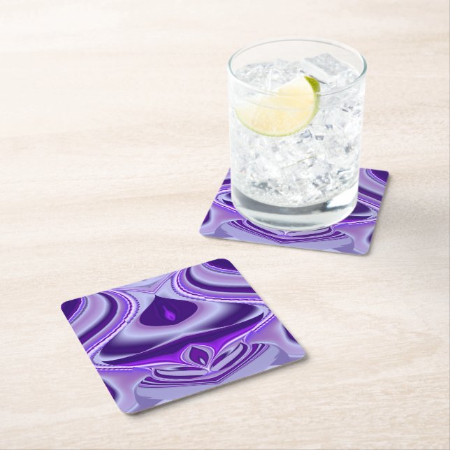 Purple Flower Rainbow Dreams Square Paper Coaster (Insitu)