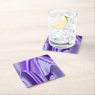 Purple Flower Rainbow Dreams Square Paper Coaster