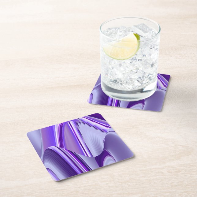 Purple Flower Rainbow Dreams Square Paper Coaster (Insitu)