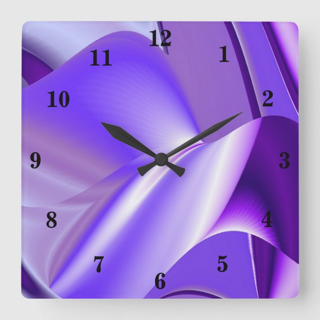 Purple Flower Rainbow Dreams Square Wall Clock (Front)