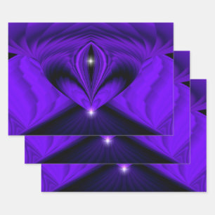 Purple Flower Rainbow Dreams , Two Stars Wrapping Paper Sheet