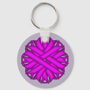Purple Flower Ribbon by Kenneth Yoncich Key Ring