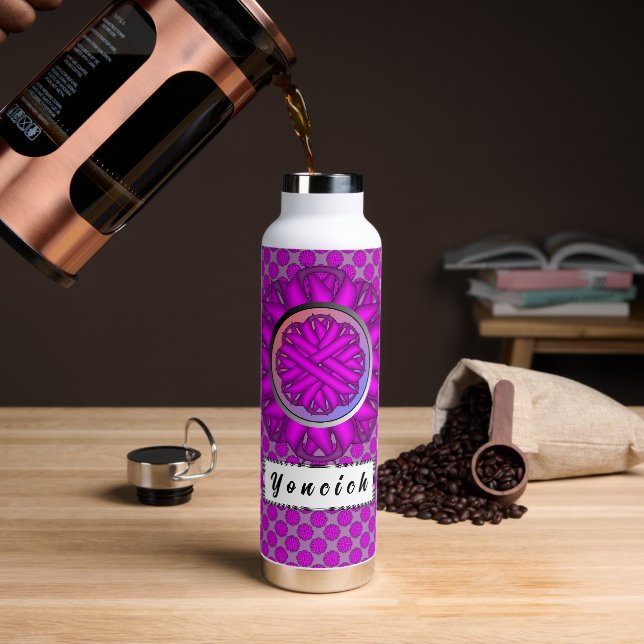 Purple Flower Ribbon by Kenneth Yoncich Water Bottle (Coffee)