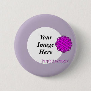 Purple Flower Ribbon Template 6 Cm Round Badge