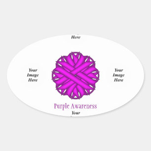 Purple Flower Ribbon Template by Kenneth Yoncich Oval Sticker