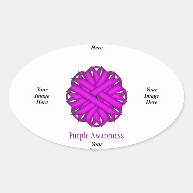 Purple Flower Ribbon Template by Kenneth Yoncich Oval Sticker (Front)
