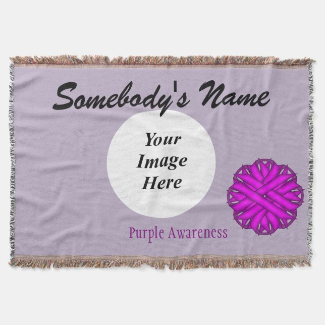 Purple Flower Ribbon Template by Kenneth Yoncich Throw Blanket (Front)