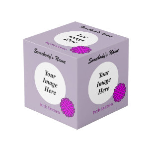 Purple Flower Ribbon Template Cube