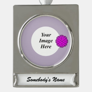 Purple Flower Ribbon Tmpl by Kenneth Yoncich Silver Plated Banner Ornament
