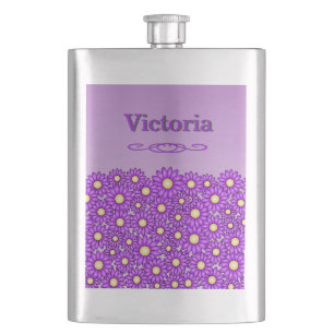 Purple Flower Stainless Steel Flask