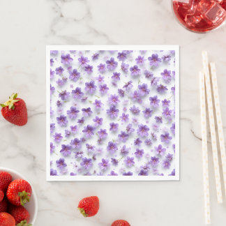 Purple Flower Summer Napkins - Food Safe, 50 Pack