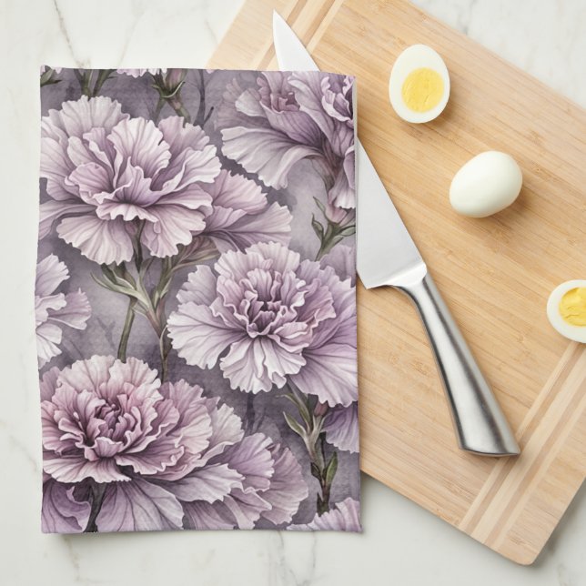 Purple Flower Tea Towel (Quarter Fold)