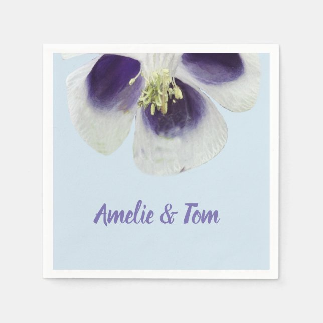 Purple Flower Text  Paper Napkins (Front)
