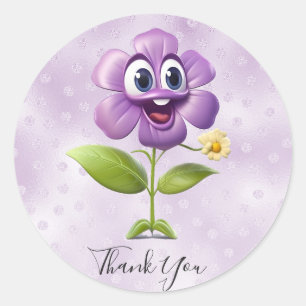 Purple Flower Thank You Sticker