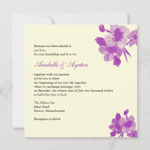 Purple Flower Wedding Invitation