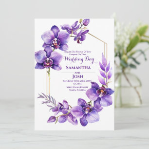 Purple Flower Wedding Invitation