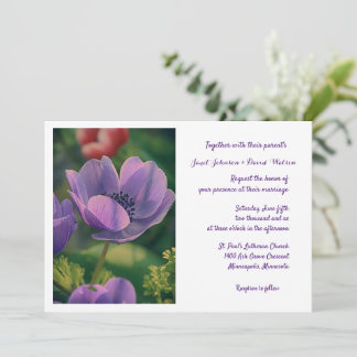 Purple Flower Wedding Invitation