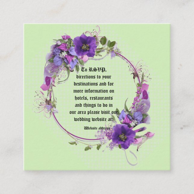 Purple Flower Wedding Ring Wedding Thank You Card  (Front)
