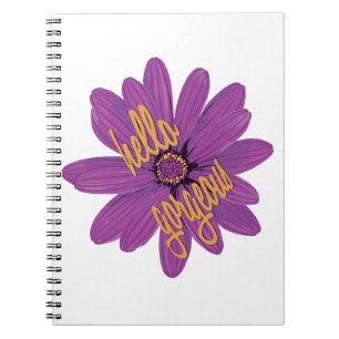 Purple Flower with Orange Hello Gorgeous Notebook