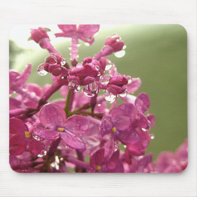 Purple Flower with Raindrops Mouse Pad (Front)