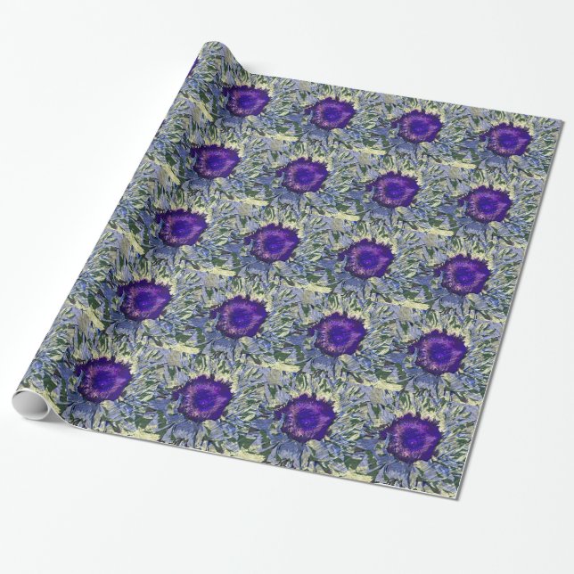 Purple Flower Wrapping Paper (Unrolled)