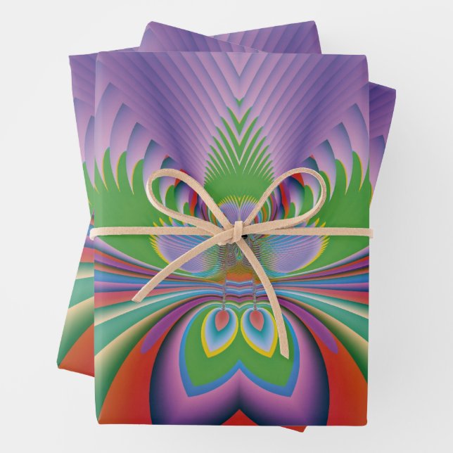 Purple Flower Wrapping Paper Sheet (In situ)