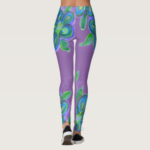 Purple Flowered Leggings