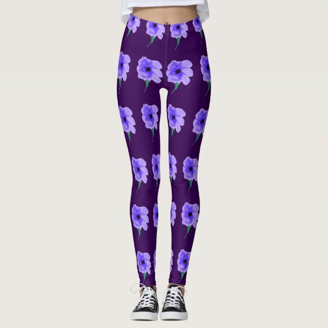 Purple Flowered Leggings (Front)