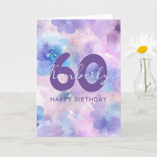 Purple Flowers 60th Birthday Greeting Card