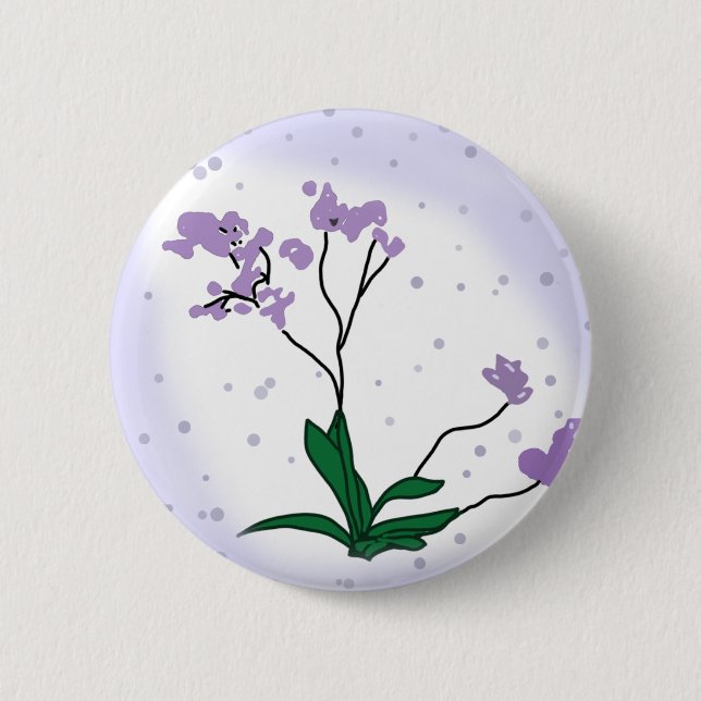 Purple flowers 6 cm round badge (Front)