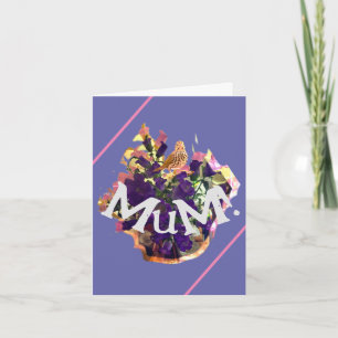 Purple Flowers and Bird Card